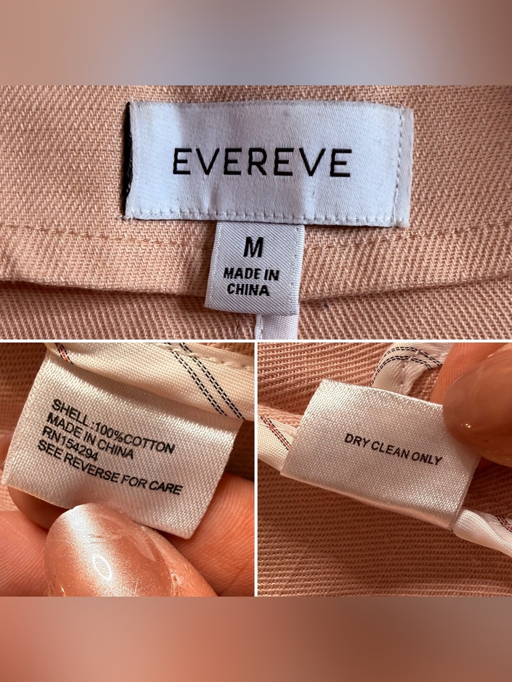 Evereve Blush Pink Military Button Double Breasted Cotton Blazer Medium - Picture 6 of 14
